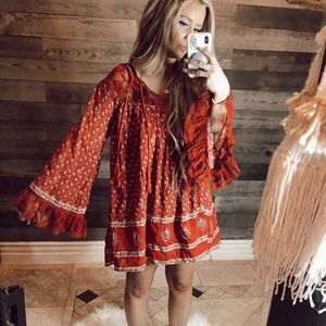 Red free people boho dress